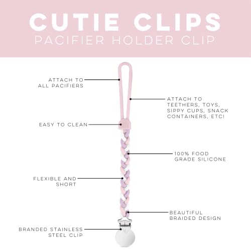 Image of Ryan & Rose Cutie Clip Braiden Pacifier Clip - Braided Silicone (Dollhouse)
