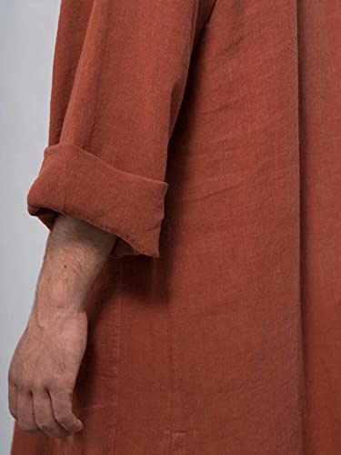 Holiberty Men Kaftan Thobe Long Sleeve Cotton Muslim Robe Gown Saudi Arab Islamic Muslim Dress Beach Shirt Bathrobe Sleepwear4