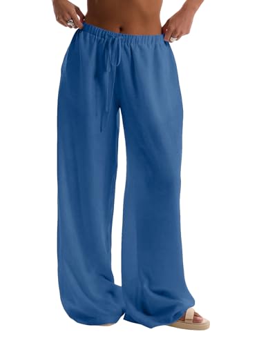 Image of RoseSeek Women's Beach Cover Ups Wide Leg Loose Linen Pants Swimsuit Coverup Summer Vacation Outfits 2026