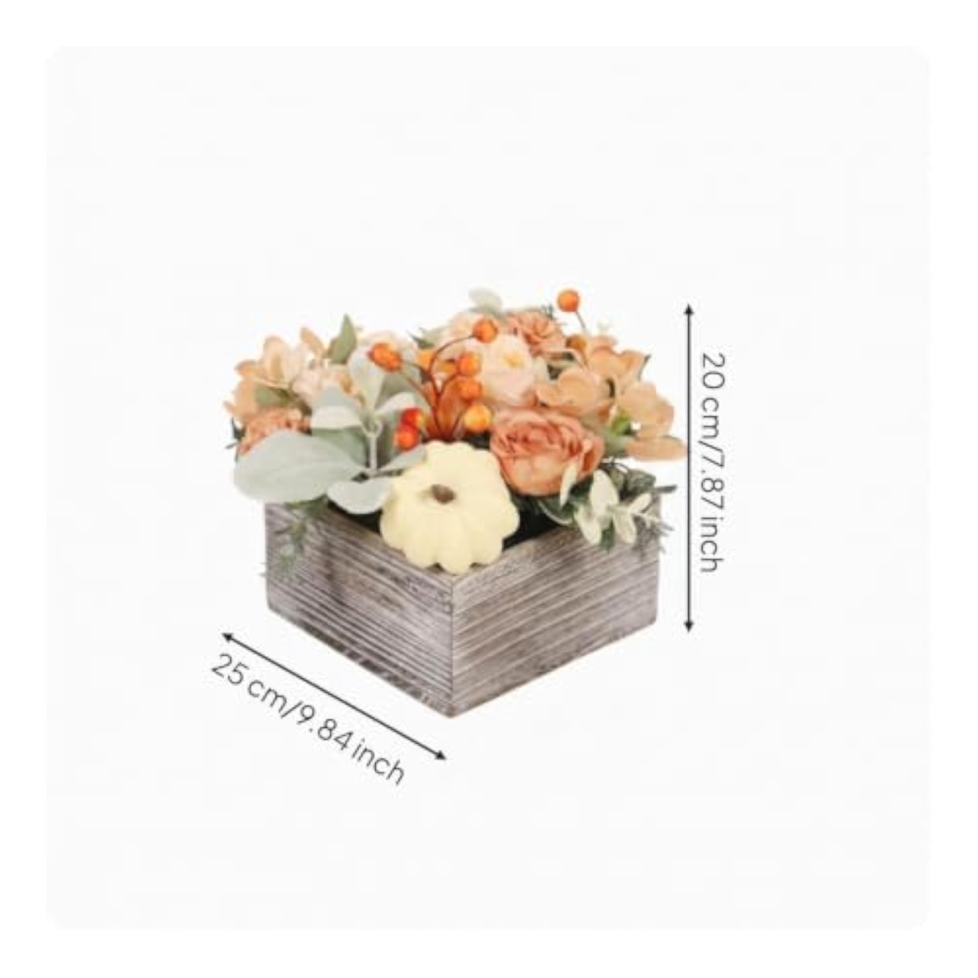 Artificial Floral Centerpiece with Wooden Pot for Dining Table