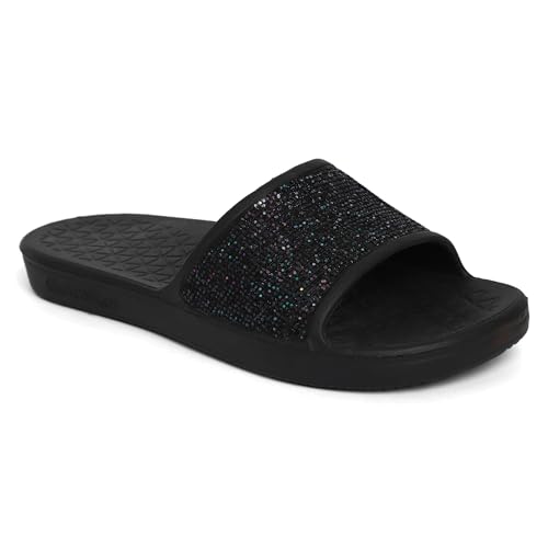 Image of Goldstar DANA-02 Black Comfortable EVA Waterproof Slippers Flip Flops Chappals Cushioned Sliders Daily Use Slipper Slip-On Slipper /Sliders For Women