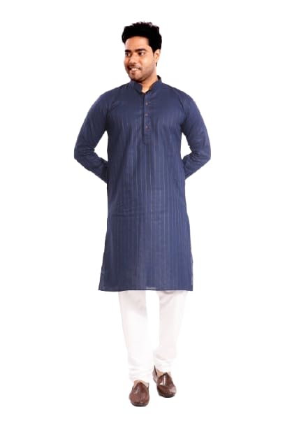 welcy Men Silk Kurta | Full Sleeves | Traditional Ethnic Wear | Mandarin Collar | Stylish Printed Textured Long Kurta with Pocket | Regular Fit-picture-18