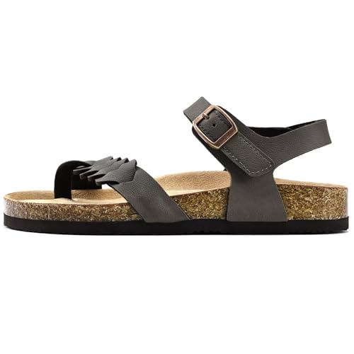 Image of Torotto Girls Boys Sandals with Cork Footbed Adjustable Buckle Summer Slides Flip Flops Open Toes Flat for Kids Toddler
