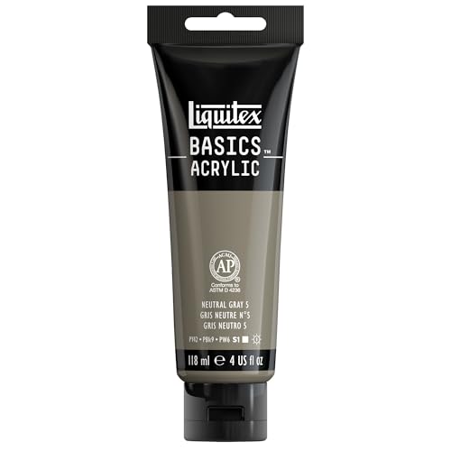 Liquitex BASICS Acrylic Paint, 118ml (4-oz) Tube, Neutral Gray Value 5
