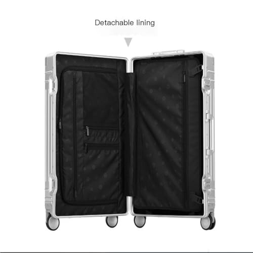 Suitcase All-aluminum Magnesium Alloy Suitcase Trolley Case Men's Universal Wheel Suitcase Bag Password Boarding Case Suitcase Tags(Silver,20in)4