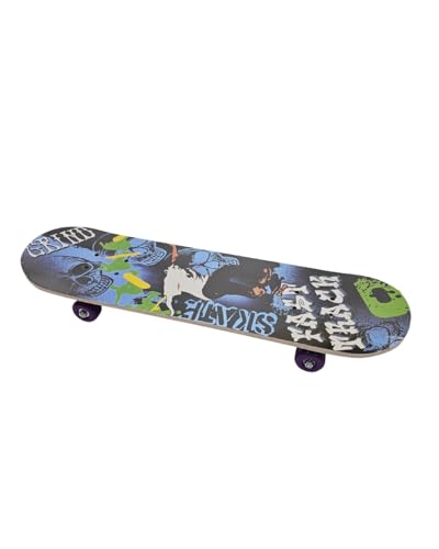 Skateboard for Kids and Beginners | Safe and Unique Design with 6 Attractive Shapes Perfect Gifts and Durable Wooden Construction | Smooth PU Wheels | Suitable for Boys and Girls (Blue)