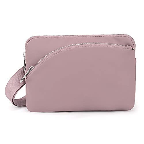 UTO Small Crossbody Bags for Women Water-Repellent Fashion Leather Vegan Shoulder Purse 3 Zipper Pockets