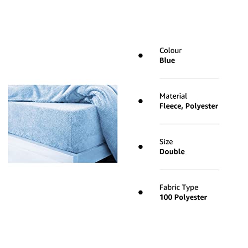 Glamptex Deep 30CM Teddy Bear Fur Sherpa Fleece Fitted Sheet, Single Double King Super (Blue, Double) - Image 2