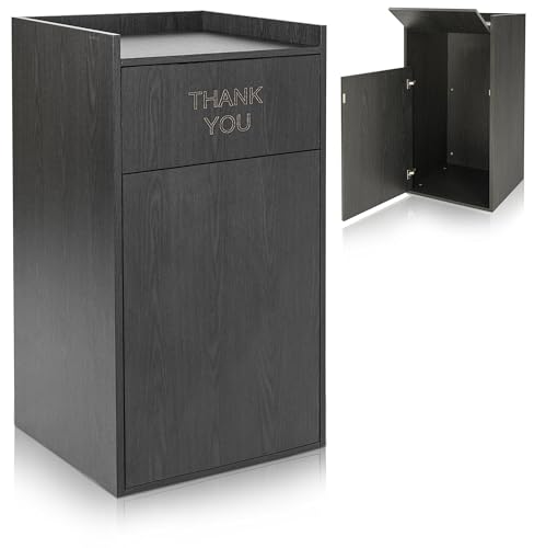 Alpine Restaurant Trash Can Cabinet - Commercial Trash Can 40 Gallon, Garbage Receptacle Indoor with Tray Holder for Restaurants, Cafeterias (Espresso Black)