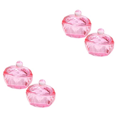 SOESFOUFU 2sets Nail Art Dish Glass Dappen Bowl Lid for Acrylic Nails Supplies 2pcs*2