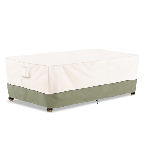 Image of Bitubi Waterproof Patio Coffee Table Cover, Rectangular Outdoor Small Side Table Cover - Fits up to 42L x 26W x 16H inches, Beige