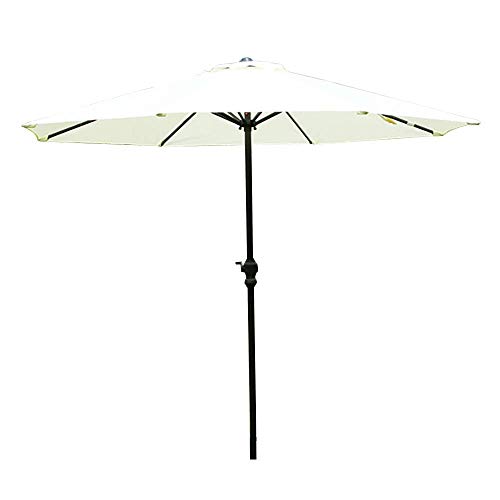 Sombrilla de jardín de exterior redonda con manivela y parasol compacto contra lluvia ligera
