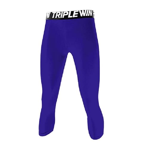 Pantalones de compresión 3/4 para niños en color azul mallas capri deportivas