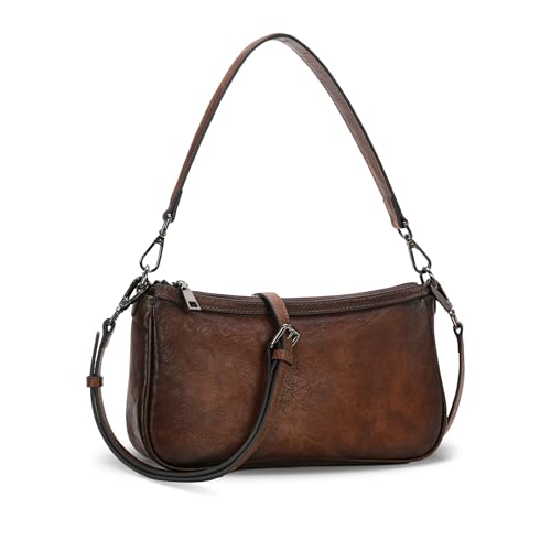 Iswee Leather Crossbody Bags for Women Small Designer Shoulder Bag Hobo Purse Satchel Handbags with Two Straps