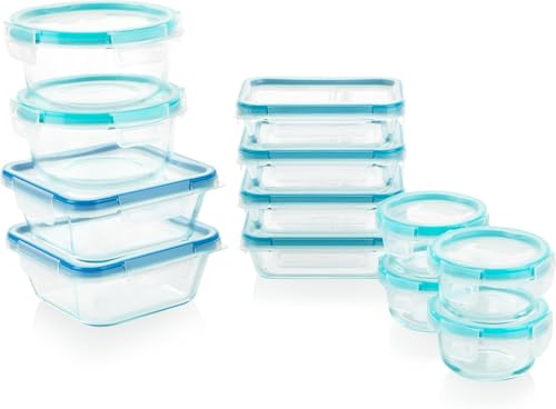 Snapware Total Solutions (12 Pack, 1, 2 & 4 Cup) Glass Food Storage Containers Set, Airtight & Leakproof Locking BPA-Free Lids, Freezer Dishwasher Microwave Safe