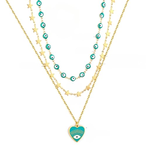 Collier ras du cou argent 925 chaîne en or amulette œil luxe