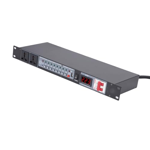 Tbest Power Sequencer Professional 10 Canal Controlador de Secuencia con Pantalla Digital de Voltaje para Amplificador de Escenario Altavoz Equipo Alto Aleación de Hierro y ABS (Enchufe US) miniatura 4