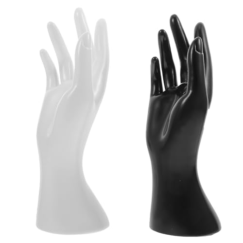 JOINPAYA Soporte para Joyas Forma de Mano 2 Piezas Negro y Blanco Expositor para Pulseras y Anillos Organizador Multifuncional para Hogar Tienda y Escritorio