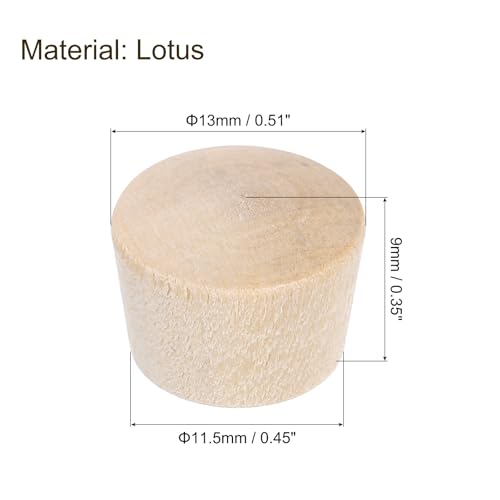 Image of uxcell 36Pcs Wood Button Plugs, 11.5mm /0.45 inch Flat Head Hardwood Screw Hole Plug Wooden Caps Buttons Wood Plug for Furniture Woodworking Craft Decor (13mm x 11.5mm)
