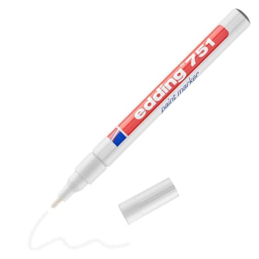 edding 751 marcador de tinta opaca - blanco - 1 rotulador - punta redonda 1-2 mm - para metal, vidrio, piedras o plástico - resistente al calor, permanente, no mancha, impermeable