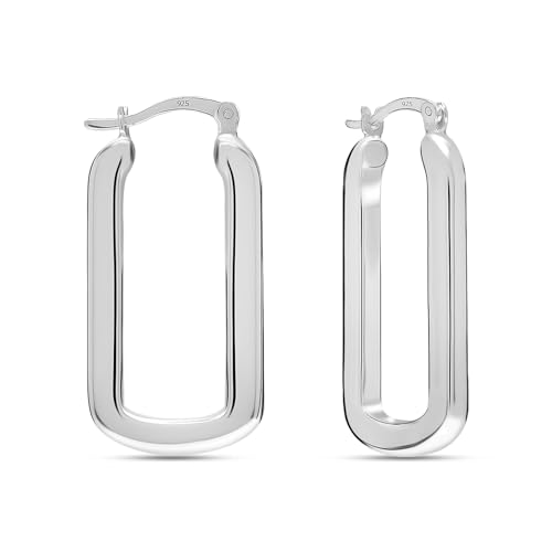 LeCalla Real 925 Sterling Silver Hoop Earrings | Women's Chunky Statement Twisted Hoop Earrings | Lightweight Click-Top Earring Hoops | Italian Design Shrimp Earring for Jewelry Gifts