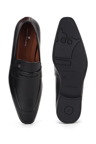 Image of Louis Philippe Men Premium Leather Breathable Lining Material Anti Slip with Heel TPR Sole Formal Slip-on Shoes