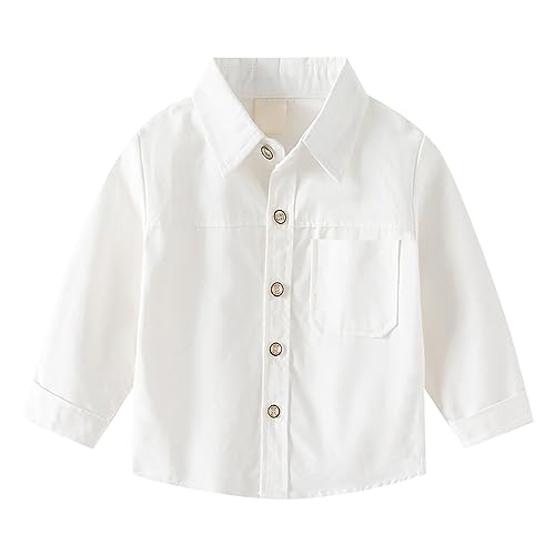 Toddler Button-Down Long Sleeve Coats Open Front Collar Plain Coats Kids Boys Girls Fall Sleeveless Compression Shirt