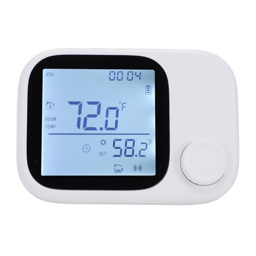 Luocute Smart WiFi Wireless Thermostat, Heating System Thermostat for Gas Wall Mounted Boiler with LCD Color Screen APP Control 7 Day Programmable (White)