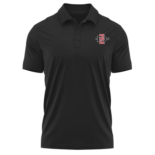 Campus Lab San Diego State University Adult Men's Polo Left Chest Logo, Black, Large