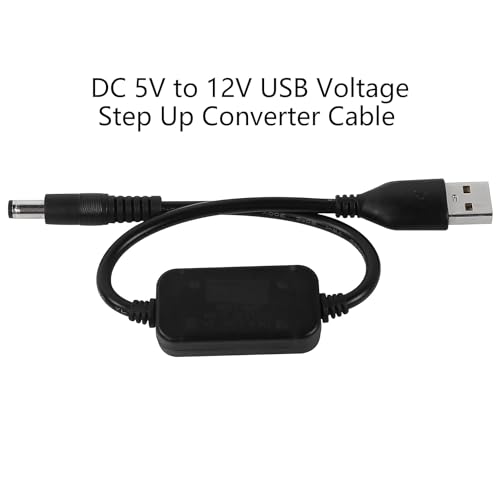 CERRXIAN 1FT DC 5V to DC 12V USB Voltage Step Up Converter Cable,Power Adapter Cable with DC 5.5 x 2.1mm Jack,USB 5V 2A to DC 12V 0.8A Cable4