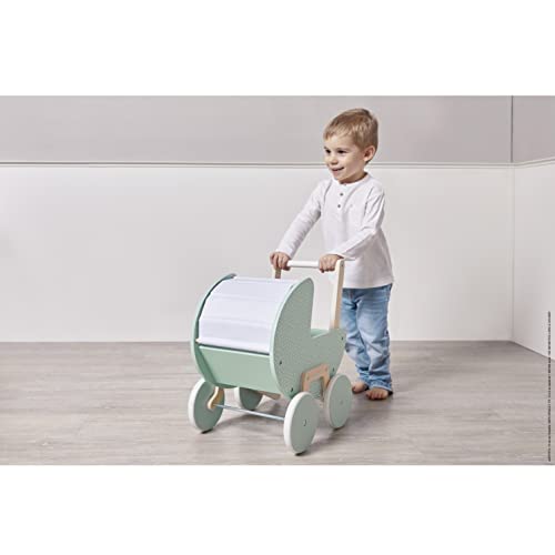 Janod - Zen Puppenwagen aus FSC-Holz - Rollenspielzeug - Kinderwagen für Puppen - Mit Kissen und Decke - Ab 18 Monaten, J05900 – Bild 7