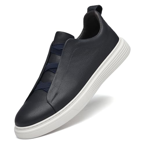 Men's Genuine Leather Slip on Casual Shoes Breathable Dress Mens Sneakers
