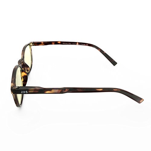 J+S Vision Blue Light Shield Computer Reading/Gaming Glasses - 0.0 Magnification - Anti blue light 100% UV protection - Low Color Distortion Lens, WF1 Glossy Tortoise Frame