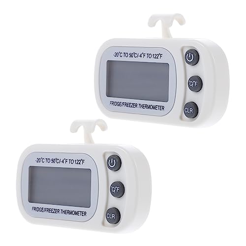 PRETYZOOM 2Pcs LCD Thermometer for Fridge and Freezer Digital Temperature with Magnetic Back and Hook Easy to Use for Home and Commercial Use
