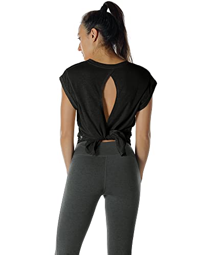 Image of icyzone Open Back Workout Tops for Women - Athletic Activewear T-Shirts Exercise Yoga Shirts(Pack of 2)