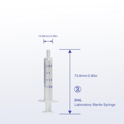 Seringue stérile 2 ml sans piston caoutchouc Luer Slip de 2 cc pour mesure de laboratoire - 2