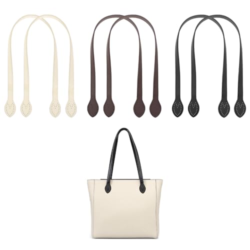 6 Stück Lederhandtasche Griffe, Leder Taschenhenkel Mit Ohrenform-Endlöcher, 60cm Abnehmbare Ersatz Handtasche Zubehör Taschenriemen, Taschenhenkel für Häkeltaschen DIY Handtasche Taschen Strickbeutel