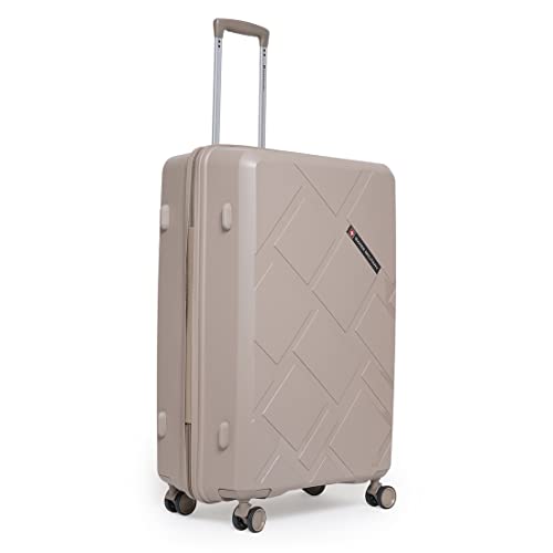 Image of SWISS MILITARY Star Lightweight Hard-Sided 28 Inch Large Size Textured Travel Luggage Trolley Bag, Overnighter Suitcase Bags with Durable ABS Body & TSA Lock, Smooth 360 Spinner Wheels - Beige