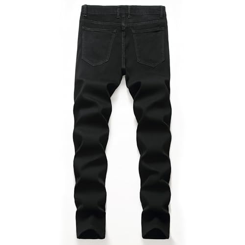 Men's Slim Fit Medium Stretch Jeans in Black 75% Cotton Denim Soft Breathable Machine Washable2