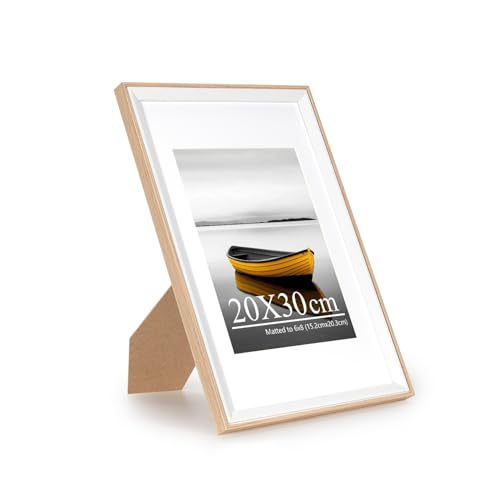 Baoee 20x30 Eiche weiß Zweifarbiger Bilderrahmen Fotorahmen mit Acrylglas Posterrahmen