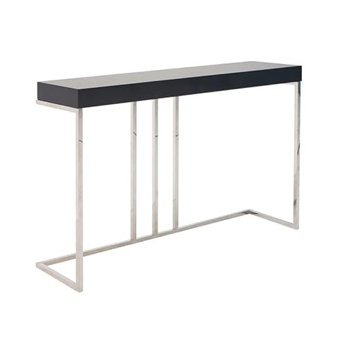 Baakal & ross Julie - Console Moderne - INOX Poli Brillant - MDF - Laqué Noir Blanc ou Gris ou Plaqué Noyer Cover