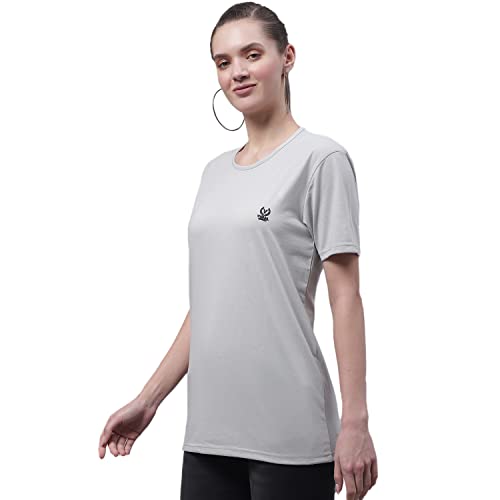 Image of Mack Jonney Women Round Neck Cotton Solid Regular Fit T-Shirt-T Anthraa 001-P