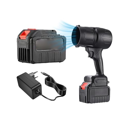 Soplador manual de aire – Soplador recargable 6000 mAh, ventilador inalámbrico 19000 rpm para hojas y limpieza interior exterior casa camping granja césped jardín