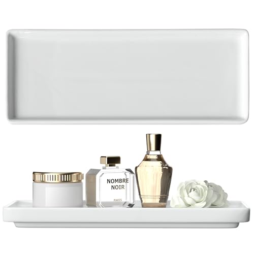 Premium Ceramic Bathroom Tray &ndash; Sleek Non-Slip Organizer for Shower, Countertop, Vanity...