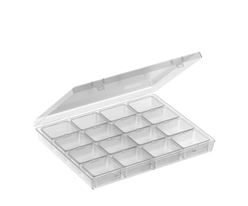 Image of Bead Organizer - 64-Compartment Clear Plastic Craft Organizers and Storage Box with Secure Hinged Lid, Jewelry Charms & Diamond Painting Art Supplies Organizer for Beads, Small Parts (64 pcs)