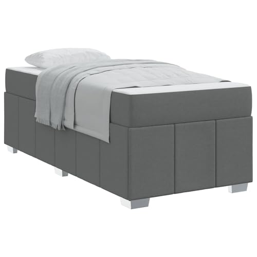 vidaXL Estructura de Cama con colchón Gris Oscuro 80 x 200 cm Tela, Muebles de Dormitorio, Cama de Tela Moderna, Base Box Spring Resistente, colchón de resortes Individuales