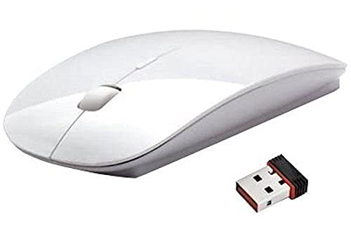 APLT-Portable Slim Wireless Mouse for Laptops 2.4Ghz Silent Wireless Optical Mouse for Laptop, Desktop ( White)
