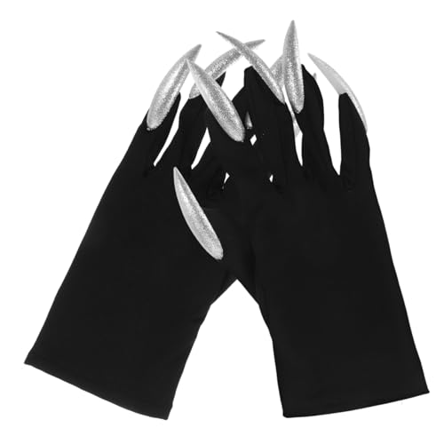 FRCOLOR Uñas Largas Efecto para Halloween y Fiestas de Disfraces Resistentes y Reutilizables Decoración Terrorífica para Cosplay y Actuaciones Color Plateado