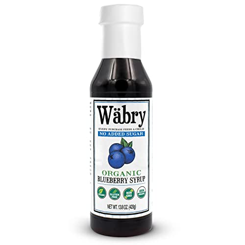 Image of Wabry Blueberry Syrup No Added Sugar - 13.8oz (390g), Natural Fruit Flavor Organic Snow Cone Syrup Sweetened with Stevia & Erythritol for Shaved Ice, Waffles, Ice Cream, Tea, Non-GMO, Dye-Free & Vegan