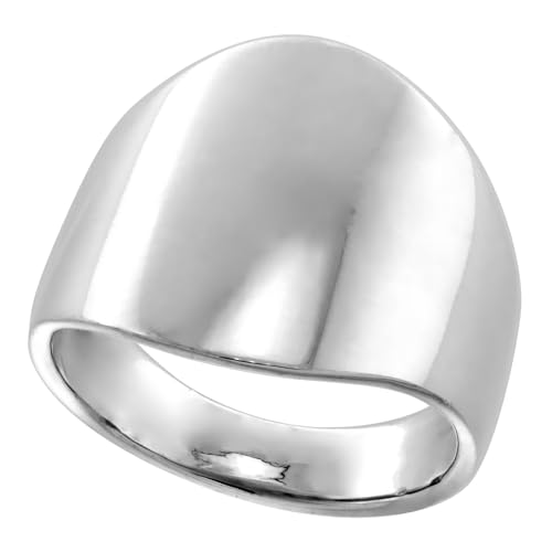 17mm Long Sterling Silver Classic Cigar Band Ring for Women High Polished 3/4 inch size 7